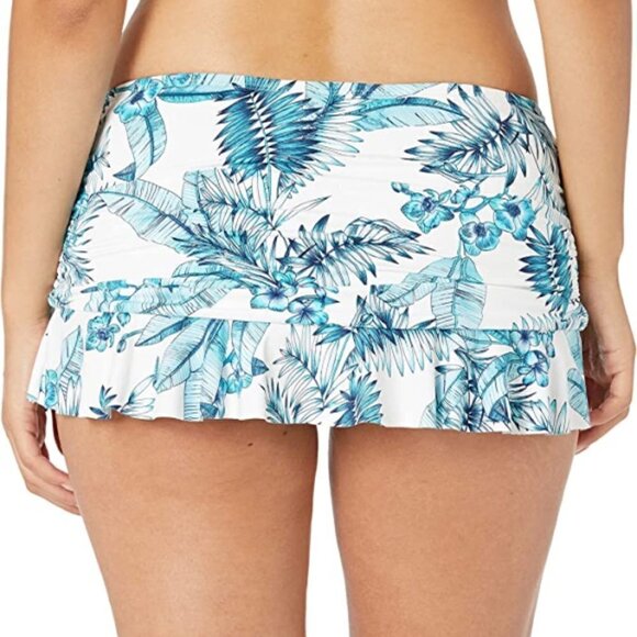 La Blanca 'Tranquility Palm' Skirted Ruffle Swimsuit Bottom, Aquamarine - Picture 2 of 2